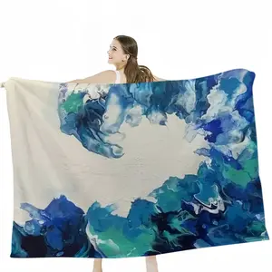 Large Choppy Wave Flannel Blanket (Multi-Size, Horizontal)