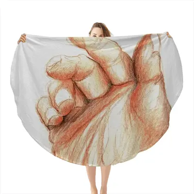 Monument Of A Hand Flannel Blanket (Round)