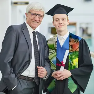 Boy With Bird Graduation Shawl (Triangles)