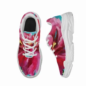 Men Bright Pink Peony Flower Acrylic Chunky Sneakers