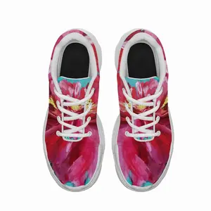 Men Bright Pink Peony Flower Acrylic Chunky Sneakers