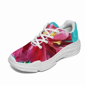 Men Bright Pink Peony Flower Acrylic Chunky Sneakers