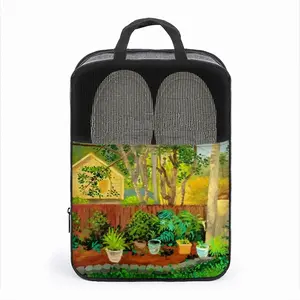 Backyard Garden With Yellow House Travel Shoe Bag