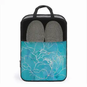 Turquoise Peony Travel Shoe Bag