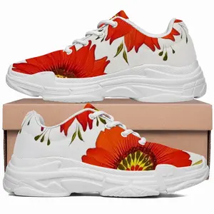 Men Three Red Flowers Chunky Sneakers