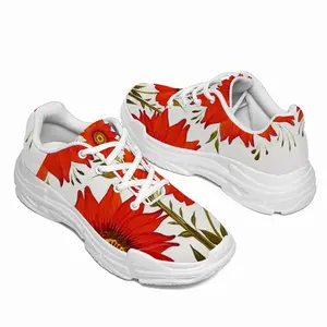 Men Three Red Flowers Chunky Sneakers