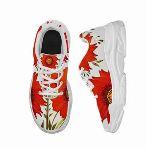 Men Three Red Flowers Chunky Sneakers