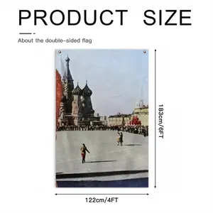 Lady In Red Square Double Sided Flag (Multi-Size, Vertical)