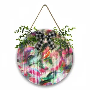 Orchids Wooden Hanging Board (Circular)