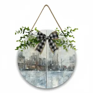 Chilly Morning Wooden Hanging Board (Circular)