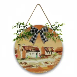 Green Door Wooden Hanging Board (Circular)