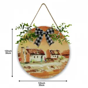 Green Door Wooden Hanging Board (Circular)