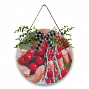 Cherries Wooden Hanging Board (Circular)