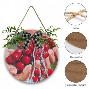 Cherries Wooden Hanging Board (Circular)