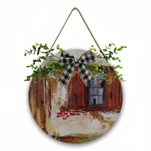 Old Cottage Wooden Hanging Board (Circular)