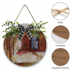 Old Cottage Wooden Hanging Board (Circular)