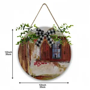 Old Cottage Wooden Hanging Board (Circular)