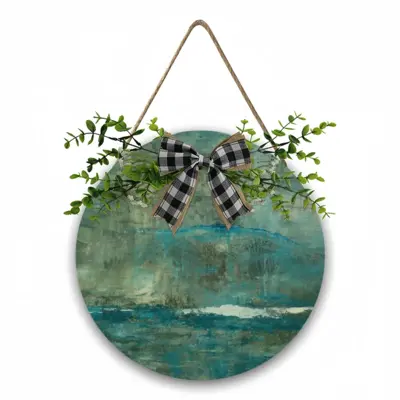 Imaginary Landscape Japanese Wooden Hanging Board (Circular)