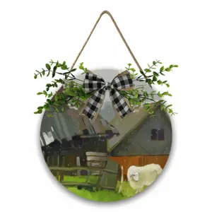 First Snow Wooden Hanging Board (Circular)