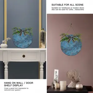 Design In Blue Wooden Hanging Board (Circular)