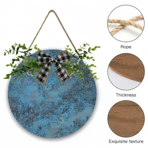 Design In Blue Wooden Hanging Board (Circular)