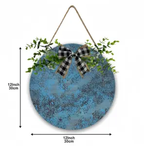 Design In Blue Wooden Hanging Board (Circular)