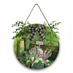 Bonjour Calm Morning Wooden Hanging Board (Circular)