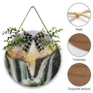 Among The Waterfalls Wooden Hanging Board (Circular)