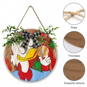 Scrooge Mcduck And Bitcoin Nft Bitcoin Binance Cripto Cripto Art Token Wooden Hanging Board (Circular)