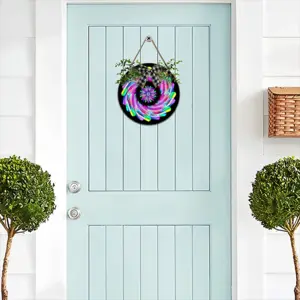 Flowers Space Wooden Hanging Board (Circular)