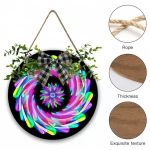 Flowers Space Wooden Hanging Board (Circular)