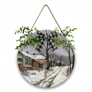 Traditional Russian Village Wooden Hanging Board (Circular)