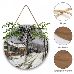 Traditional Russian Village Wooden Hanging Board (Circular)