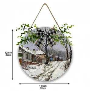 Traditional Russian Village Wooden Hanging Board (Circular)