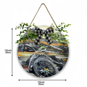 Lamborghini Huracan Crash Wooden Hanging Board (Circular)