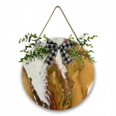 Gold Poppy Wooden Hanging Board (Circular)