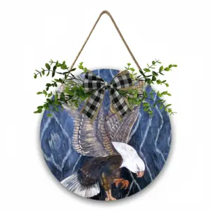 Eagle Scratch Wooden Hanging Board (Circular)