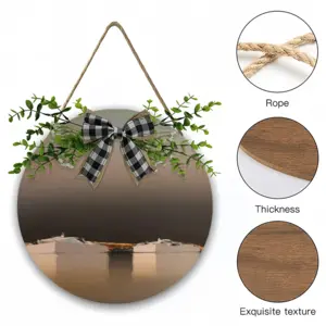 Lagoon With Two Boats In Green Wooden Hanging Board (Circular)