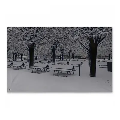 Parc Of Notre Dame Of Parisunder The Snow Double Sided Flag (Multi-Size, Horizontal)