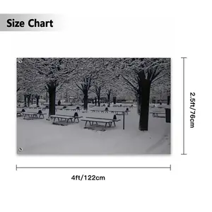 Parc Of Notre Dame Of Parisunder The Snow Double Sided Flag (Multi-Size, Horizontal)