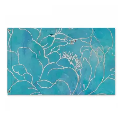 Turquoise Peony Double Sided Flag (Multi-Size, Horizontal)