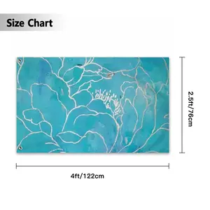 Turquoise Peony Double Sided Flag (Multi-Size, Horizontal)