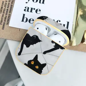 Cats With Thread Airpods 2 Case (Hard Shell, Golden)