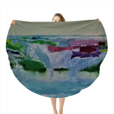 Water Falling Flannel Blanket (Round)