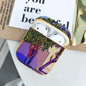 Santorini Trees In Oia Airpods 2 Case (Hard Shell, Golden)