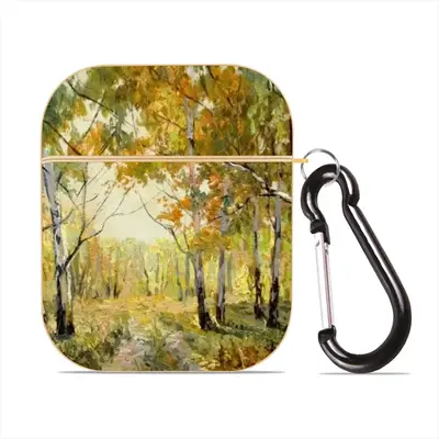 Birch Tree Forest Trail Airpods 2 Case (Hard Shell, Golden)