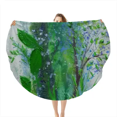 Twigs And Leaves Flannel Blanket (Round)