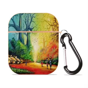 Landscape African Village Scene Airpods 2 Case (Hard Shell, Rose Gold)