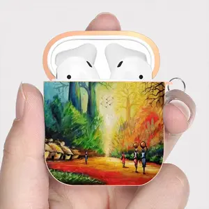 Landscape African Village Scene Airpods 2 Case (Hard Shell, Rose Gold)