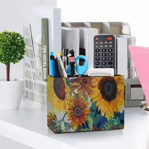 The Sunflowers Retro Two Grid Pen Holder